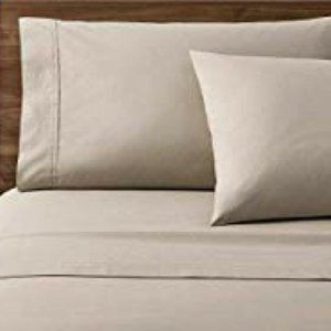 225 Thread Count Twin Extra Long Cream Beige Solid Sheet Set